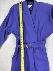 Vintage 80s Joseph Ribkoff Purple Dress Suit One Piece With Belt Button Up Skirt