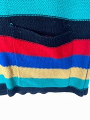 Vintage 70s Woolco Acrylic Sweater Hoodie Sz Med Multicolor Striped Hippie Boho