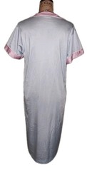 Vintage VANITY FAIR – Pale Blue / Pink Trim Nylon Button Front Robe – Medium