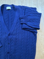 vintage 90’s BENETTON cardigan STRANGER THINGS blue COTTON cable knit ITALY prep
