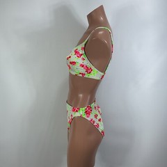Vintage 90s 80s Floral Rose Bikini Swimsuit Sexy 7/8 Underwire High Cut NWOT USA