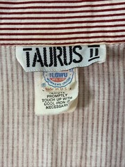 Vintage 80s Taurus II Union Made Striped Midi Shirt Dress Red White Size 10 USA