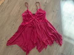 Avid Love Lingerie Nightgown Lacy Sexy Handkerchief Hem Sz XXL Dark Pink Beauty!