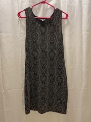 Olivia M. Women’s Metallic Swirl Sleeveless Dress. Med.Black Silver Vintage 90s