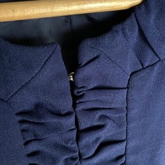 Harve Benard Cropped Blazer Jacket Lined Navy Career Womens 12 L Bust 40 Vtg