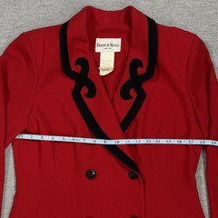 Vintage Danny Nicole Double Breasted Dress Coat Womens Sz 8 Red Padded Shoulders