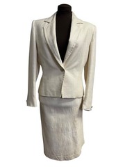 Adolph Schuman For Lilli Ann Vintage Ivory Thailand Silk Suit Coat and Skirt