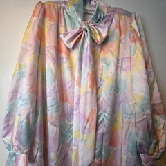 Lucie Ann Beverly Hills Vintage Pastel Floral Bow Robe Gown Large NWT USA
