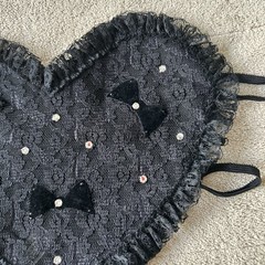 Vtg Treasure from California By Faris-Black Lace Heart Shape String Bikini Sz 6