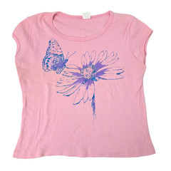 VTG 1982 Women’s Baby Tee Graphic Shirt Sz Lg 50/50 USA Made Butterfly Flower
