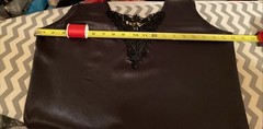 Escapades VTG 80s Wom M Black Satin Lace Embellished Tank Top MI USA