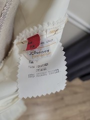 VTG’70s JCPENNEY Off White Organza/Prairie Pioneer Wedding Dress/Long Sleeve