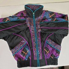 Vintage East West Track Jacket Medium Windbreaker Black Purple Teal Orange 90s