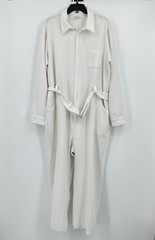 Vtg Le Voy’s Jumpsuit 3XL White Full Zip Belted One Piece Flood Go-Go Crop Party