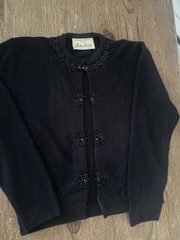 Vintage Park Storyk Black Beaded Cardigan Black Beads 40s 50s Pinup Holidays