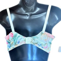 Vintage Maidenform Chantilly Bra 36D Lace Underwire Floral Silky Satin Unlined