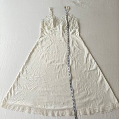 Vintage Heavenly Lingerie Ivory White Lace Trim Full Slip Dress Adjustable Strap