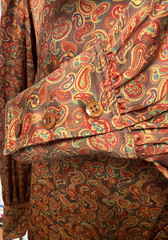 Vintage 1980’s ESCADA Copper Brown Orange Paisley Print Silk Blouse Germany SRB