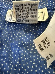 Vintage Jennifer Moore Blue Polka Dot Milkmaid Shirt Dress L Deadstock 90s