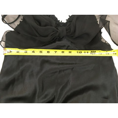Cocktail Dentelle Dress Black Size S Roses Chiffon Bow Accent Strappy Slip