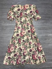 KATIE MFG Beautiful Floral Puff Sleeve Vintage 80s Dress Size 6 Made In USA
