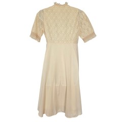 Vintage 70s Sammy Ivory Lace Peignoir Robe Nightgown Set Size 6 Romantic Bridal