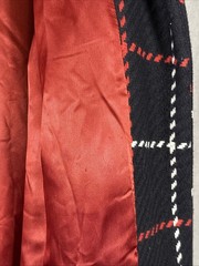 Vintage Lord & Taylor Identity Black Red White Diamond Wool Blend Coat Luxury 6