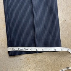 Vintage 80s Trousers Navy blue pinstripe 34×28 flat front talon zipper