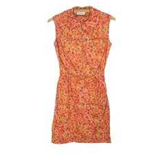 Vintage 60s Calico Dress Blouse Back 100% Cotton Lawn Dan Keller Couture Details