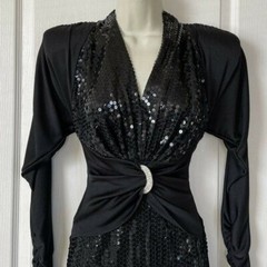 KAREN OKADA CLIMAX DAVID HOWARD Vtg 80’s Sequins Cocktail Party Dress XS