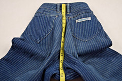 Vintage Jordache Jeans 26 x 26.5 80s Blue Light Blue Pin Stripes High Waist