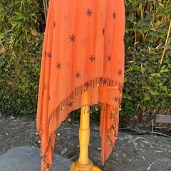 Night Way Collections vintage y2k burnt orange beaded halter midi dress deep v