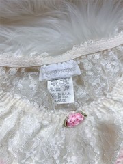 Vintage Lace Cream & Pink Frilly High Cut Flutter Ruffle Lingerie Panties Sz L