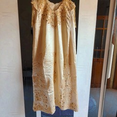 Vintage Algerian Constantine Chemsa Gandoura Gold Embroidered Dress Used
