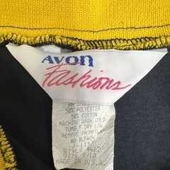 Vintage 90’s Size 9/10 Avon Fashions Sleeveless Black Dress Yellow Green Blue