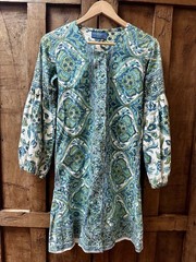 1968 Indian Block Print Balloon Sleeve Dress