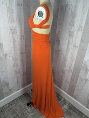 Vintage 1970s Jeweled Disco Cocktail Gown Cache Tangerine Poly Spandex Knit XS