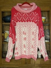 Pink+White Y2K Knit Jumper Size 12-14