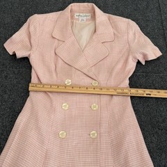 Vintage Donna Ricco Vintage Pink Houndstooth Double Breasted Retro Dress Size 6