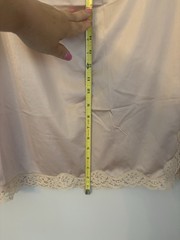Vtg Half Slip 31” Beige Nylon Side Slit M L Medium Large Lace Waist EUC Vintage