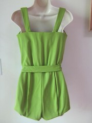Vtg 50’s DeWeese Design Lime Green Bathing/Swim Suit~ Bullet~ Pinup~Belt~ 12/34