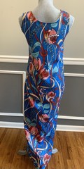Vintage 70’s Print Dress Sleeveless Whimsical Floral NO Tags Women’s Large
