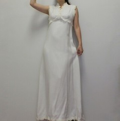 Vintage 70s Boho Wedding Dress White Column Maxi Dress