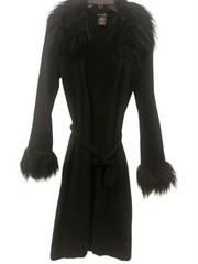 Vintage Y2k Bebe Faux Fur Trim Long Cardigan Size XS