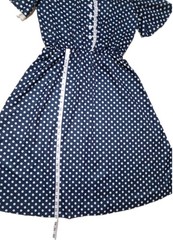 Vintage MW 60s Women’s Sz16 Navy Blue Polkadot Midi Dress PinUp/Rockabilly Retro