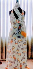 1970s Julie Miller Purple And Yellow Florsl Halter Dress
