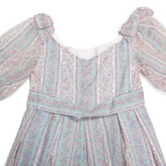 Vtg Regencycore Pastel Ornate Floral Empire Waist Bridgerton Gown Dress XS /925