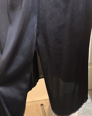 Vassarette Black 1/2 Slip L Elastic Waist USA Slit On Side Lace Trim Length 24”