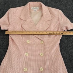 Vintage Donna Ricco Vintage Pink Houndstooth Double Breasted Retro Dress Size 6