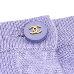 CHANEL Vintage CC Logo Button Cashmere Knit Top T-shirt Purple Blue
